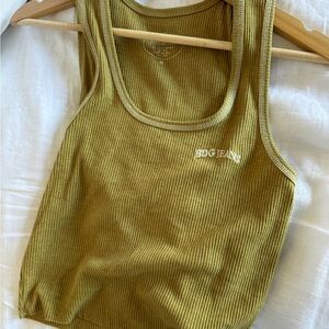 BDG Urban Outfitters Ribbed Contrast Stitch Tank Olive yellow – Size Medium